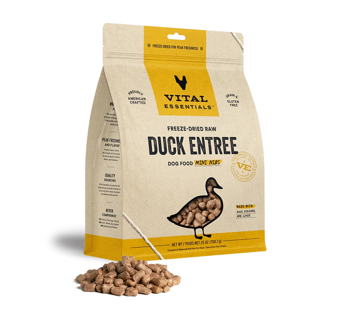 Vital Essentials Dog Freeze-Dried Mini Nibs Duck 25oz.