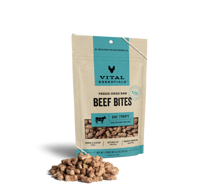 Vital Essentials Dog Freeze-Dried Treat Bites Beef 2.5oz.