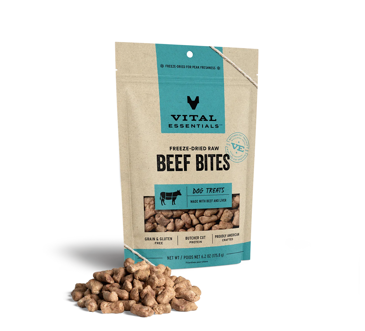 Vital Essentials Dog Freeze-Dried Treat Bites Beef 6.2oz.