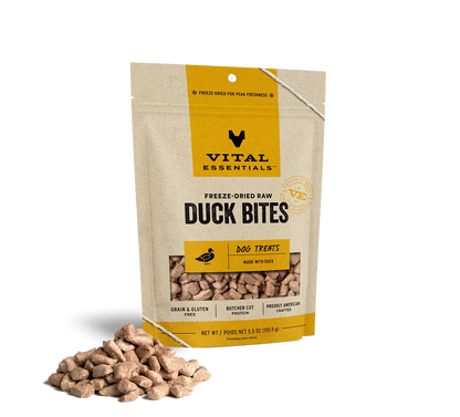 Vital Essentials Dog Freeze-Dried Treat Bites Duck 5.5oz.