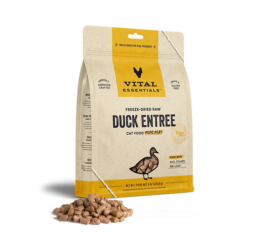 Vital Essentials Cat Freeze Dried Mini Nibs Duck 8oz.