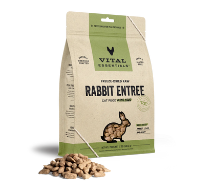 Vital Essentials Cat Freeze Dried Mini Nibs Rabbit 12oz.