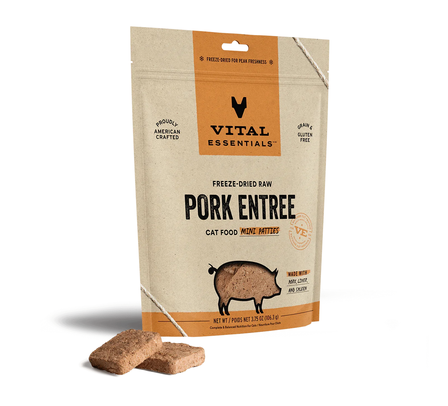 Vital Essentials Cat Freeze Dried Mini Patties Pork 3.75oz.