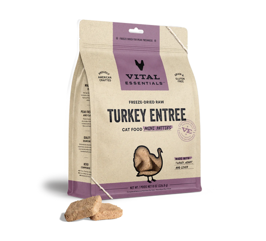 Vital Essentials Cat Freeze Dried Mini Patties Turkey 8oz.