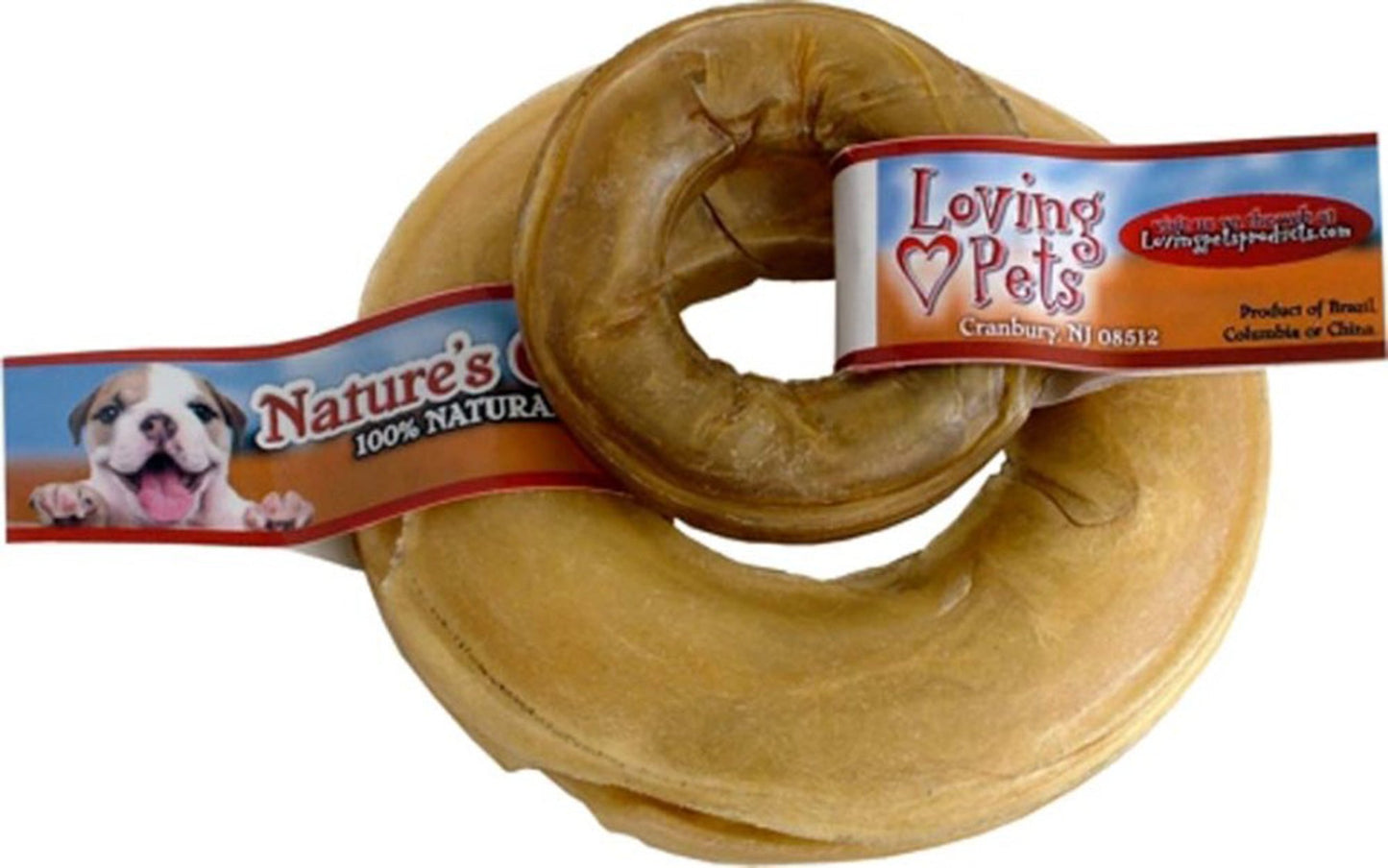 Loving Pets Pressed Rawhide Donut Dog Treat 6 in .(10 Count)