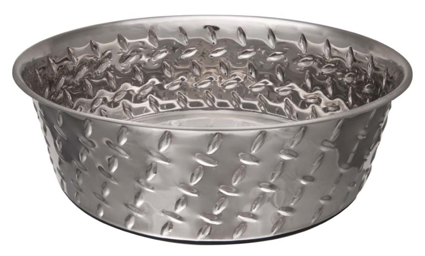 Loving Pets Diamond Plate Bowls with Non Skid Bottom Dog Dish Bowl Silver 1ea/2 qt