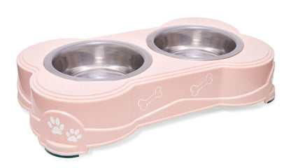 Loving Pets Double Diner Dog Bowl Paparazzi Pink 1ea/SM