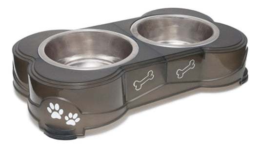 Loving Pets Double Diner Dog Bowl Espresso 1ea/SM