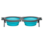 Loving Pets Travel Double Diner Dog Bowl Blue 1ea/SM