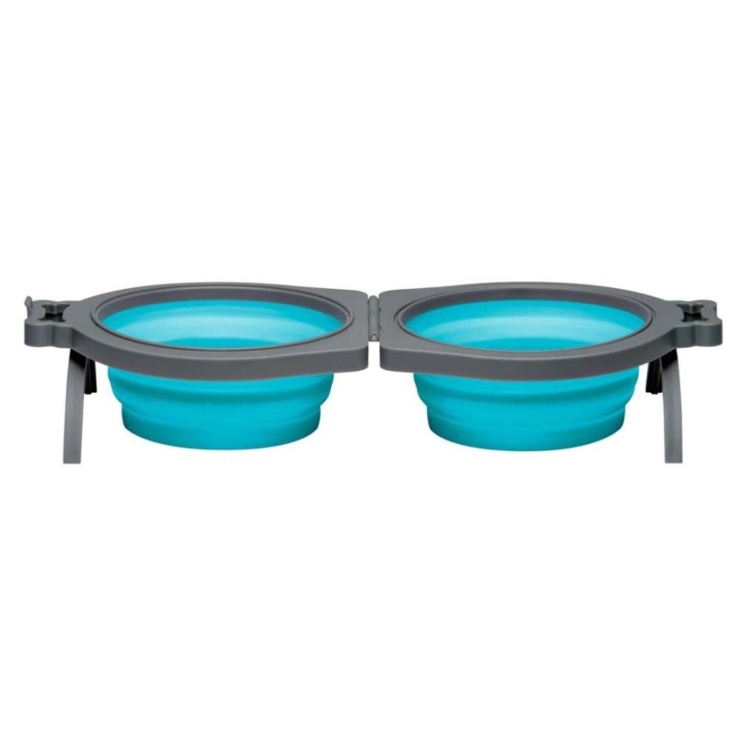 Loving Pets Travel Double Diner Dog Bowl Blue 1ea/SM