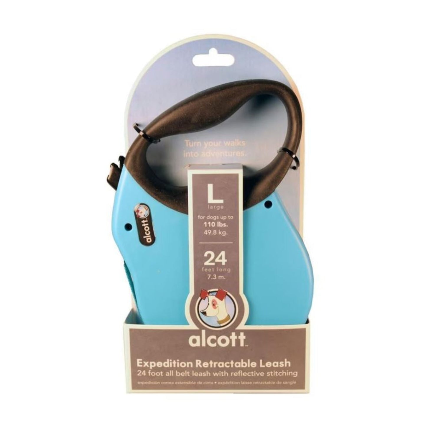 Alcott Expedition Retractable Belt Leash Blue Large-24Ft