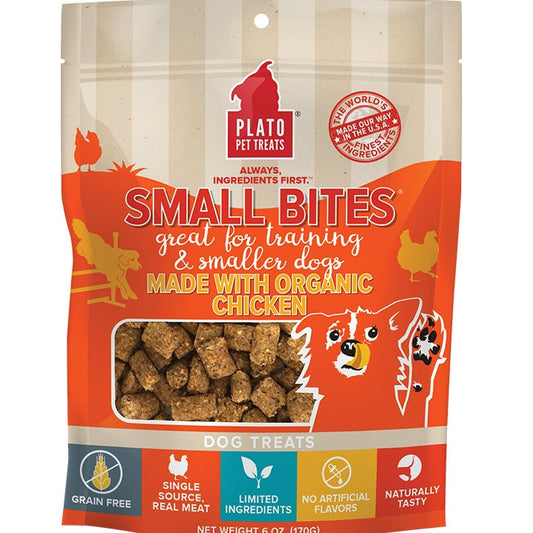 Plato Dog Small Bites Grain Free Organic Chicken 6oz.