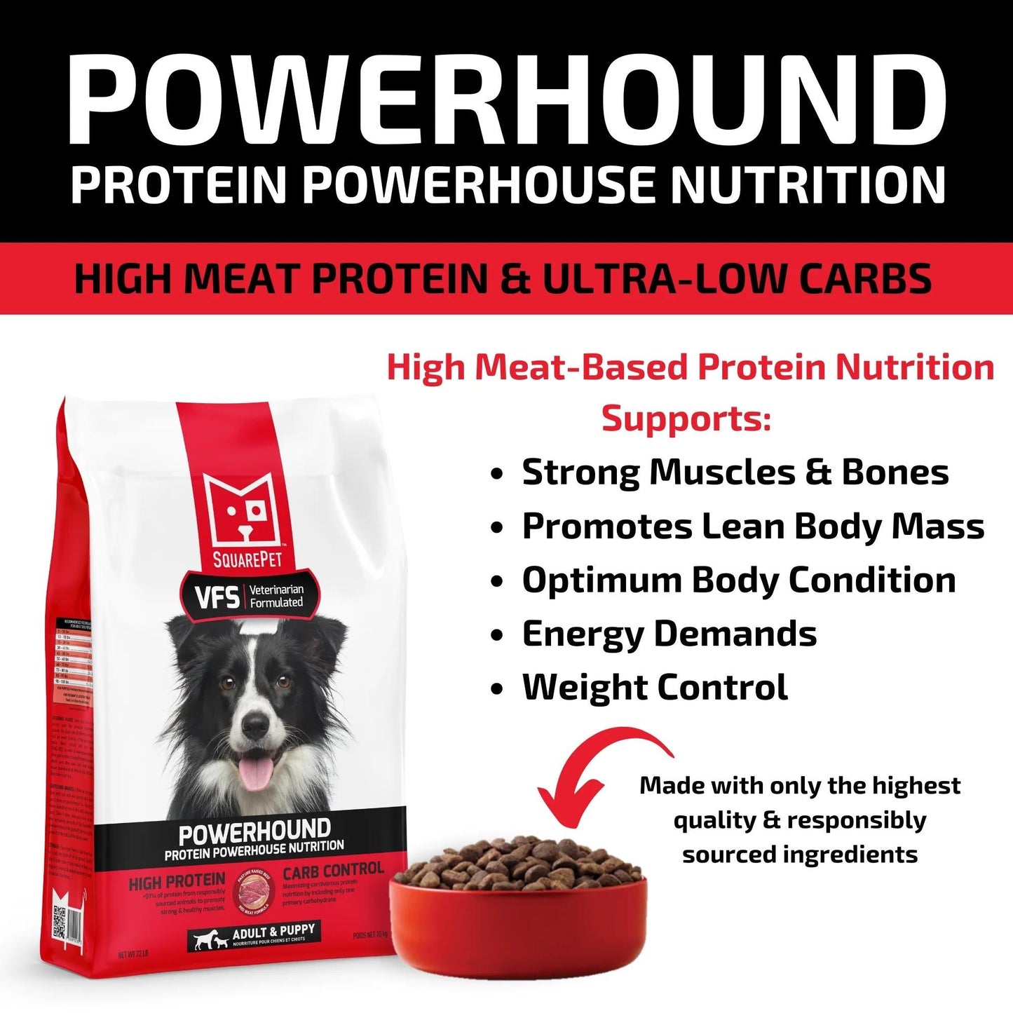 Square Pet VFS Powerhound Dog 4.4Lb  Red Meat