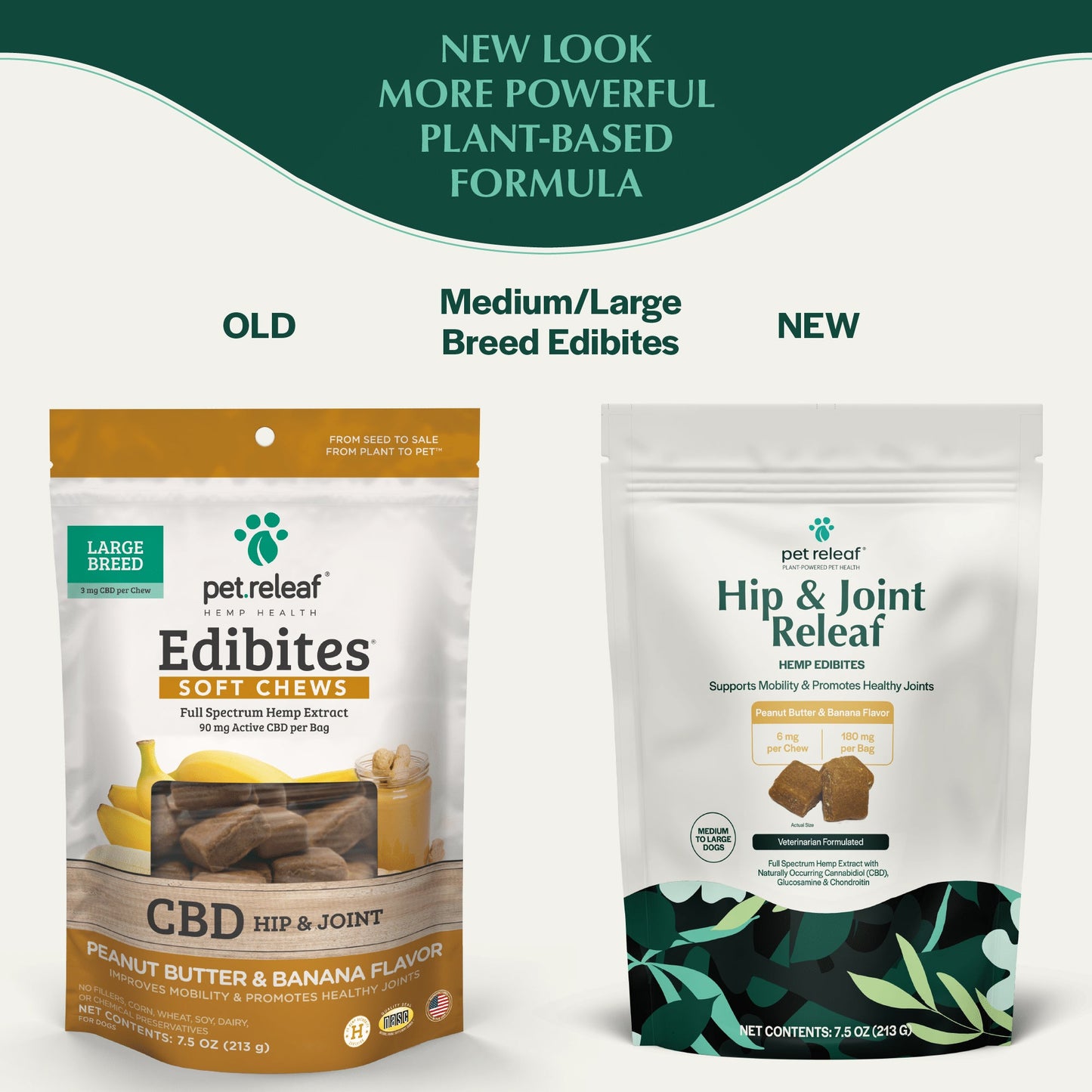 Pet Releaf Hip & Joint Edibites Cbd Medium /Large Dog 7.5oz. Peanut Butter Banana 6Mg