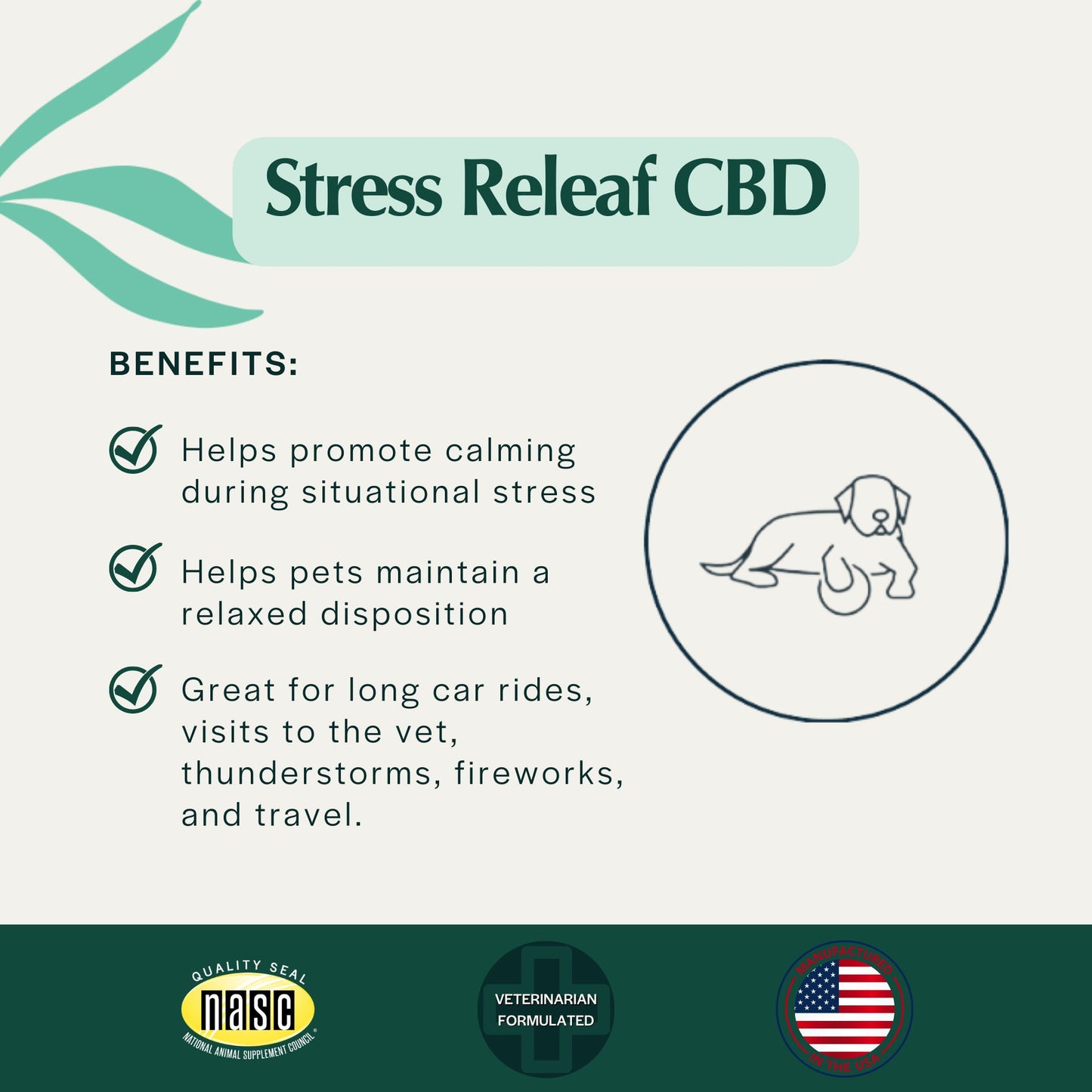 Pet Releaf Stress Edibites Cbd Dog 2.5oz. Pepperred Bacon 3Mg Travel