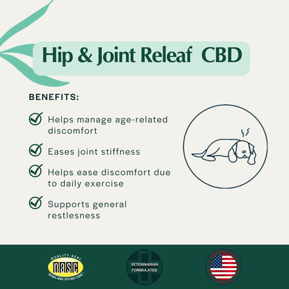 Pet Releaf Hip & Joint Edibites Cbd Dog 2.5oz. Peanut Butter Banana 3Mg Travel