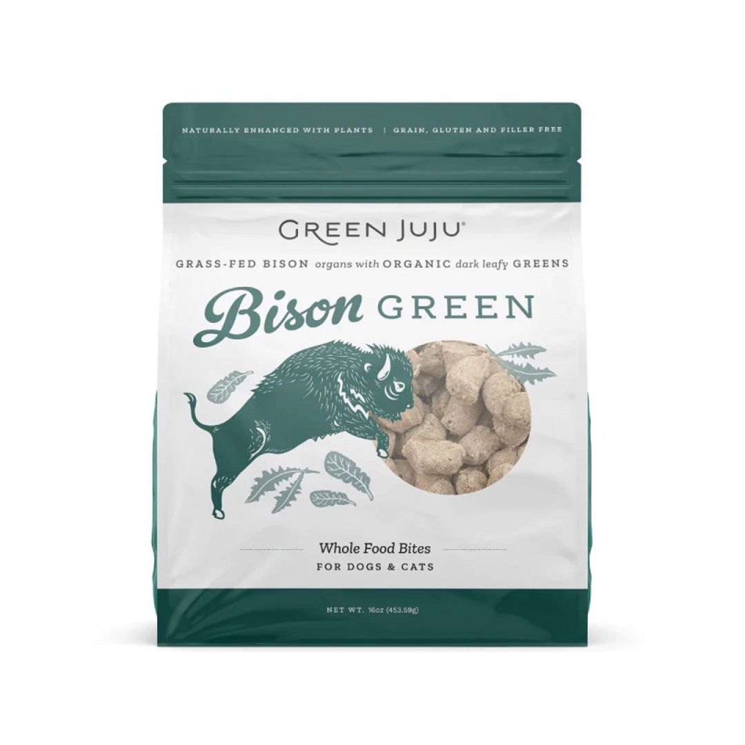 Green Juju Dog Freeze Dried Topper Bison Green 16oz.