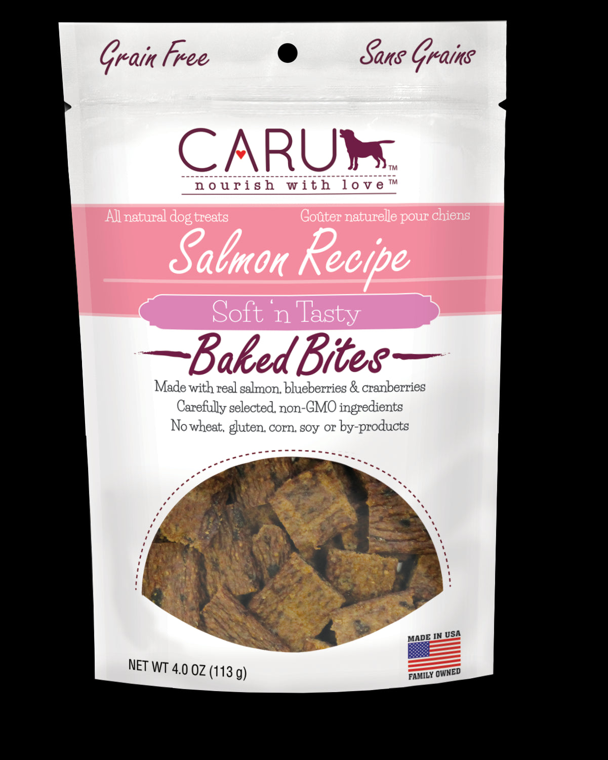 Caru Dog Natural Salmon Recipe Bites 4oz.