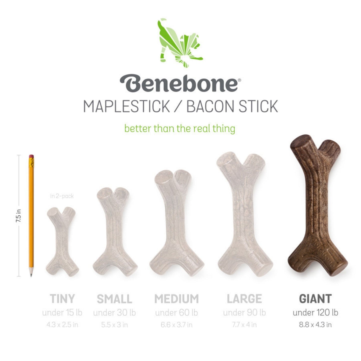 Benebone Stick Durable Dog Chew Toy Bacon, 1ea/XL