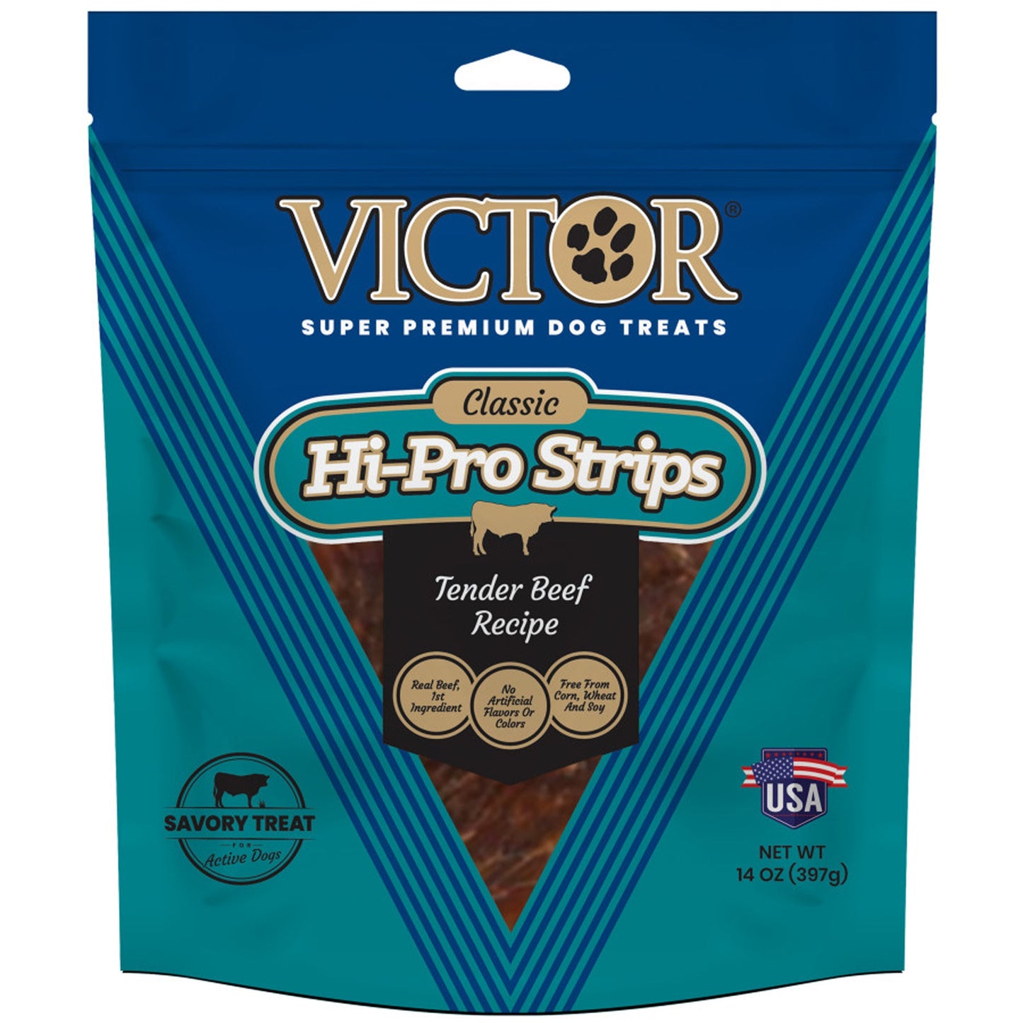 Victor Super Premium Dog Food Victor Classic Hi-Pro Strips Dog Treats Tender Beef Recipe 1ea/14 oz