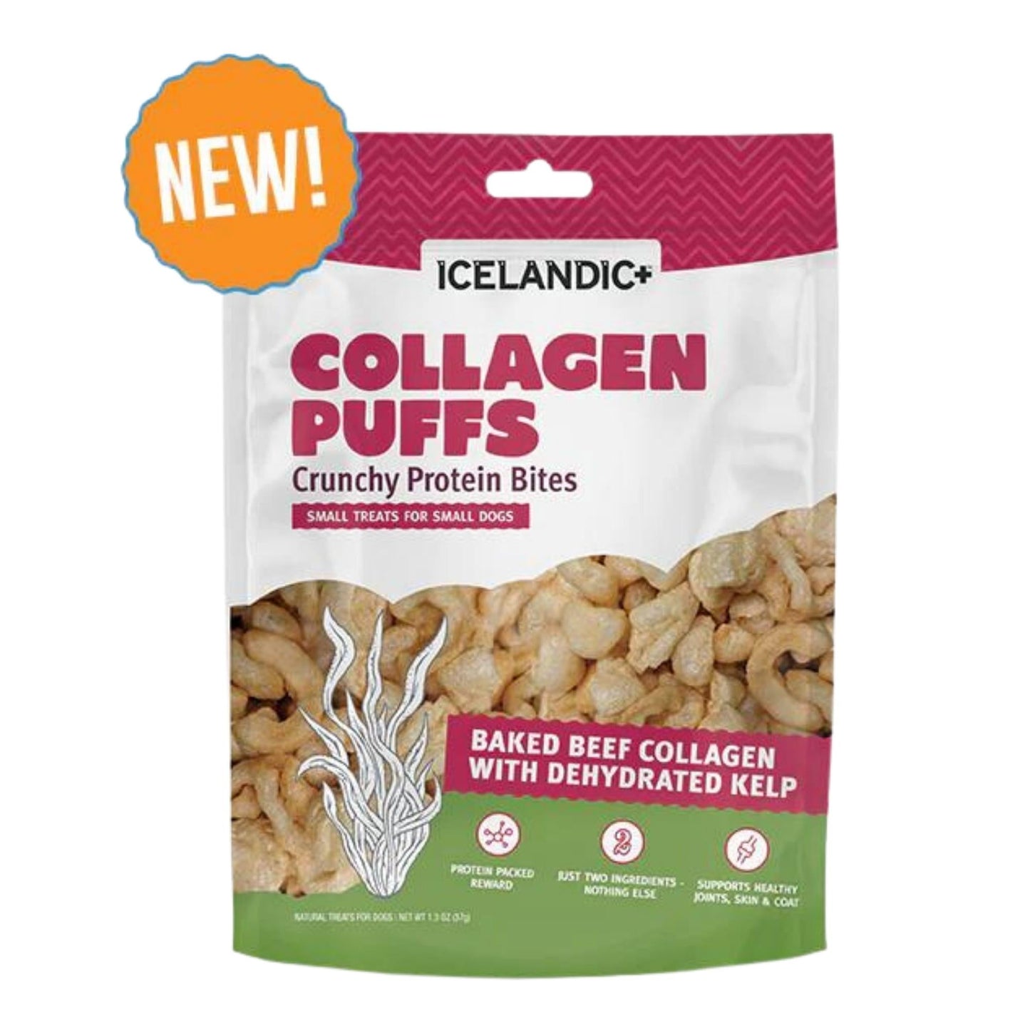 Icelandic Dog Collagen Puffs Bites With Kelp 1.3oz.