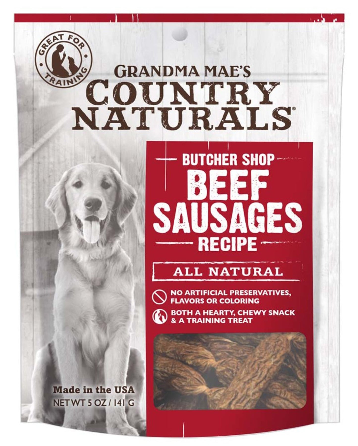 Grandma Mae's Country Naturals Grain Free Beef Sausages Dog Treats 1ea/5 oz