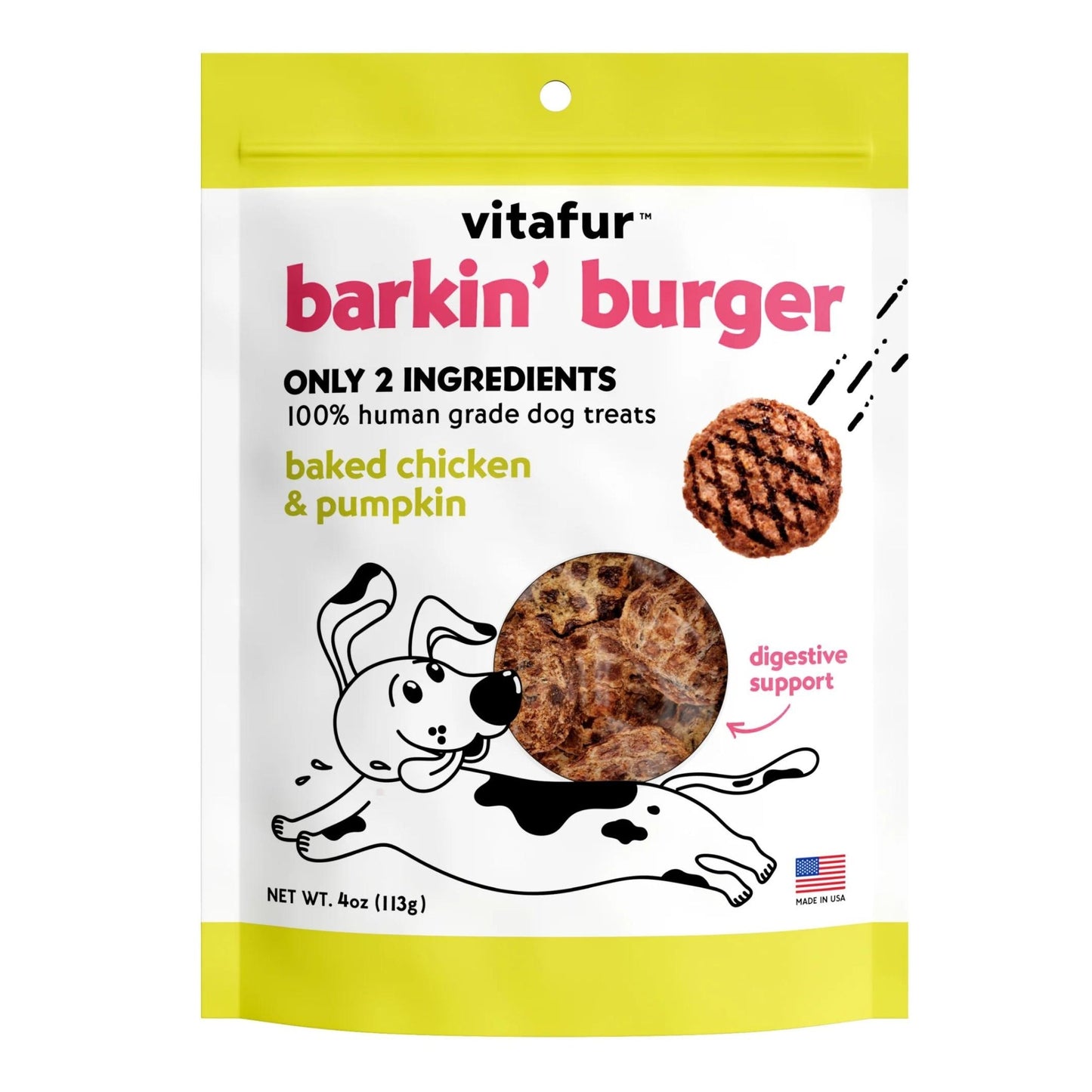 Vitafur Barkin Burger Dog 4oz. Baked Chicken Pumpkin