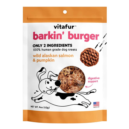 Vitafur Barkin Burger Dog 4oz. Wild Alaskan Salmon Pumpkin