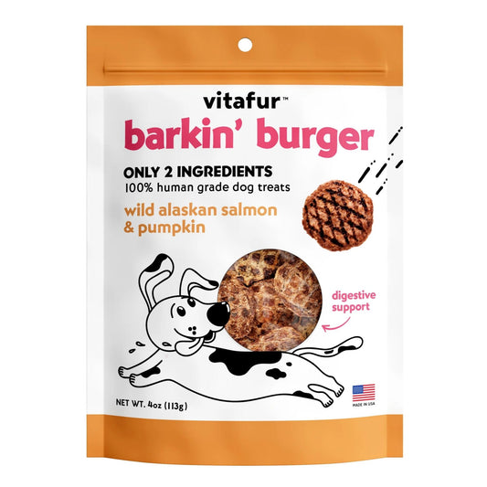 Vitafur Barkin Burger Dog 4oz. Wild Alaskan Salmon Pumpkin