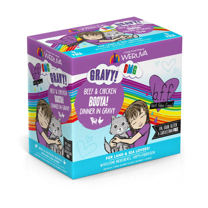 BFF Cat Omg Booya! Beef and Chicken Dinner in Gravy 2.8oz. Pouch (Case of 12)