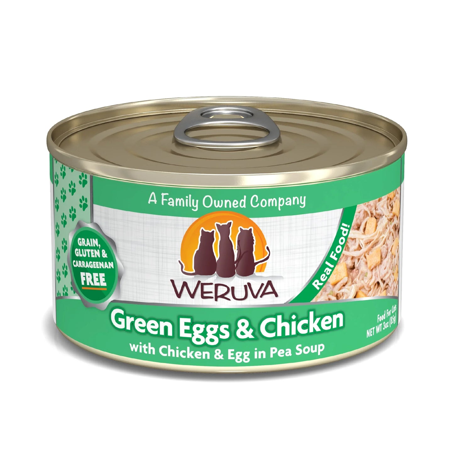 Weruva Cat Green Eggs and Chicken with Chicken and Egg in Pea Soup 3oz. (Case of 24)