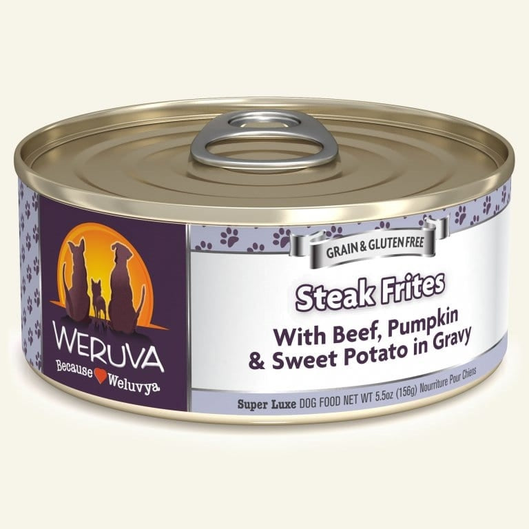 Weruva Dog Steak Frites With Beef; Pumpkin And Sweet Potato In Gravy 5.5oz. (Case of 24)