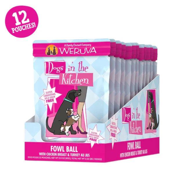 Dogs In The Kitchen Dog Fowl Ball 2.8oz. Pouch (Case of 12)