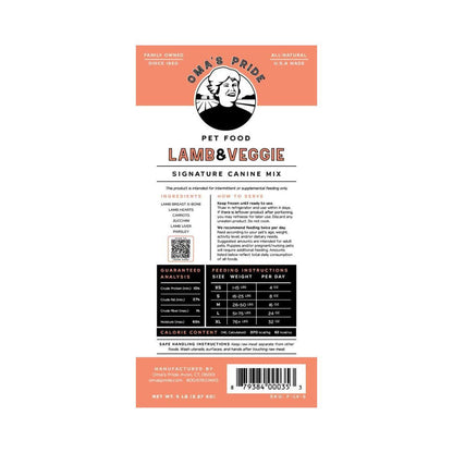 Oma'S Pride Dog Frozen Signature Lamb And Veggie 5Lb