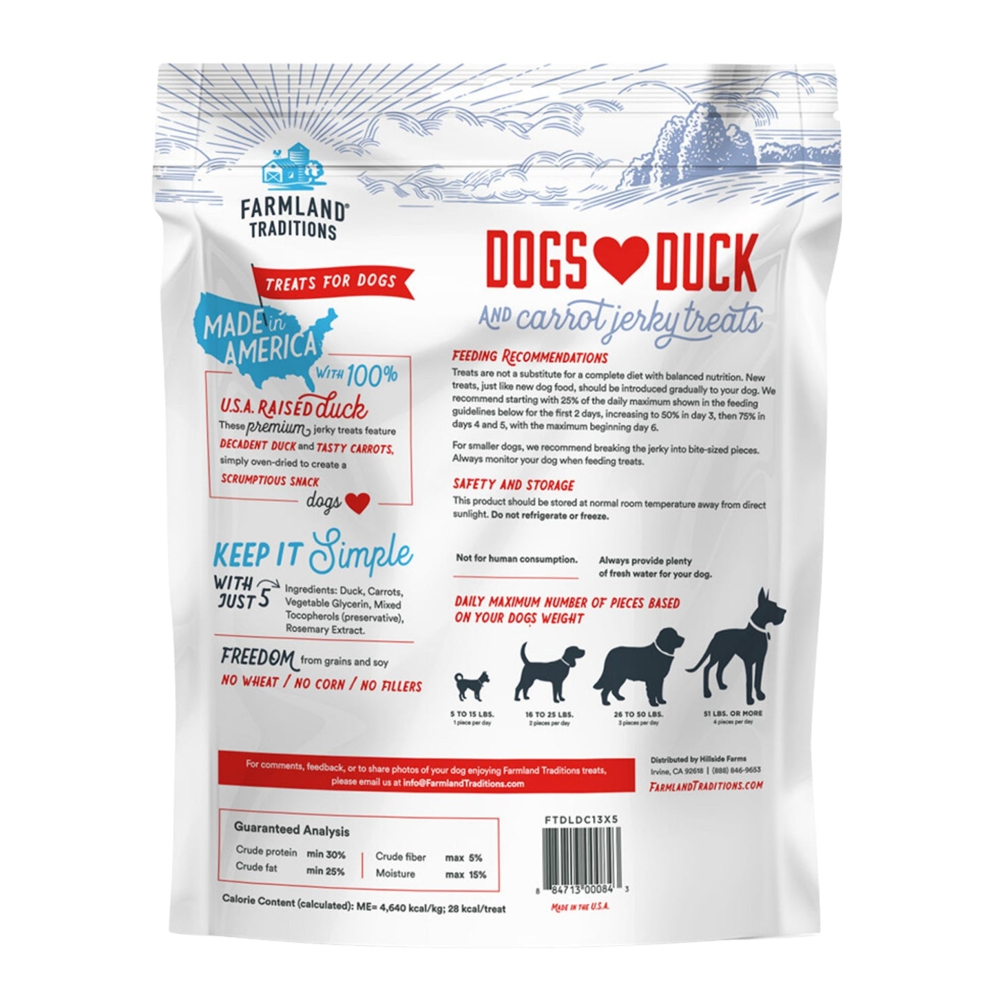 Farmland Traditions Dogs Love Duck and Carrot Dog Treats 1ea/13.5oz.