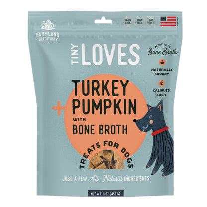 Farmland Traditions Tiny Loves Turkey and Pumpkin w/Bone Broth Dog Treats 1ea/16oz.