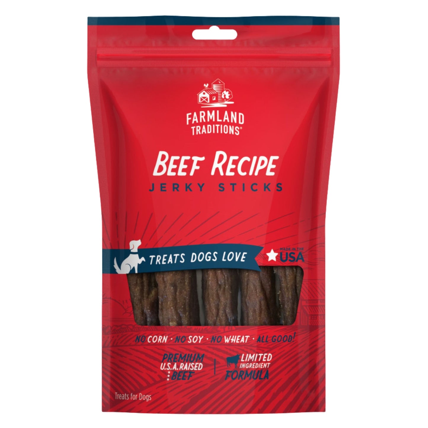 Farmland Traditions Simple Snacks Beef Jerky Sticks Dog Treats 1ea/14oz.