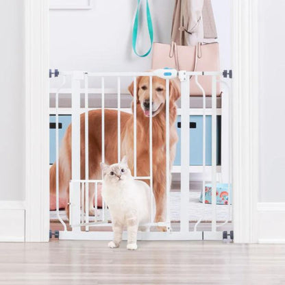 Carlson Extra Wide Pet Gate w/ Small Pet Door White 29-39 X 30in.