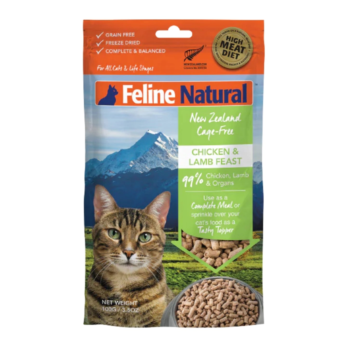 Feline Natural Cat Freeze-Dried Chicken & Lamb Topper 3.5oz.