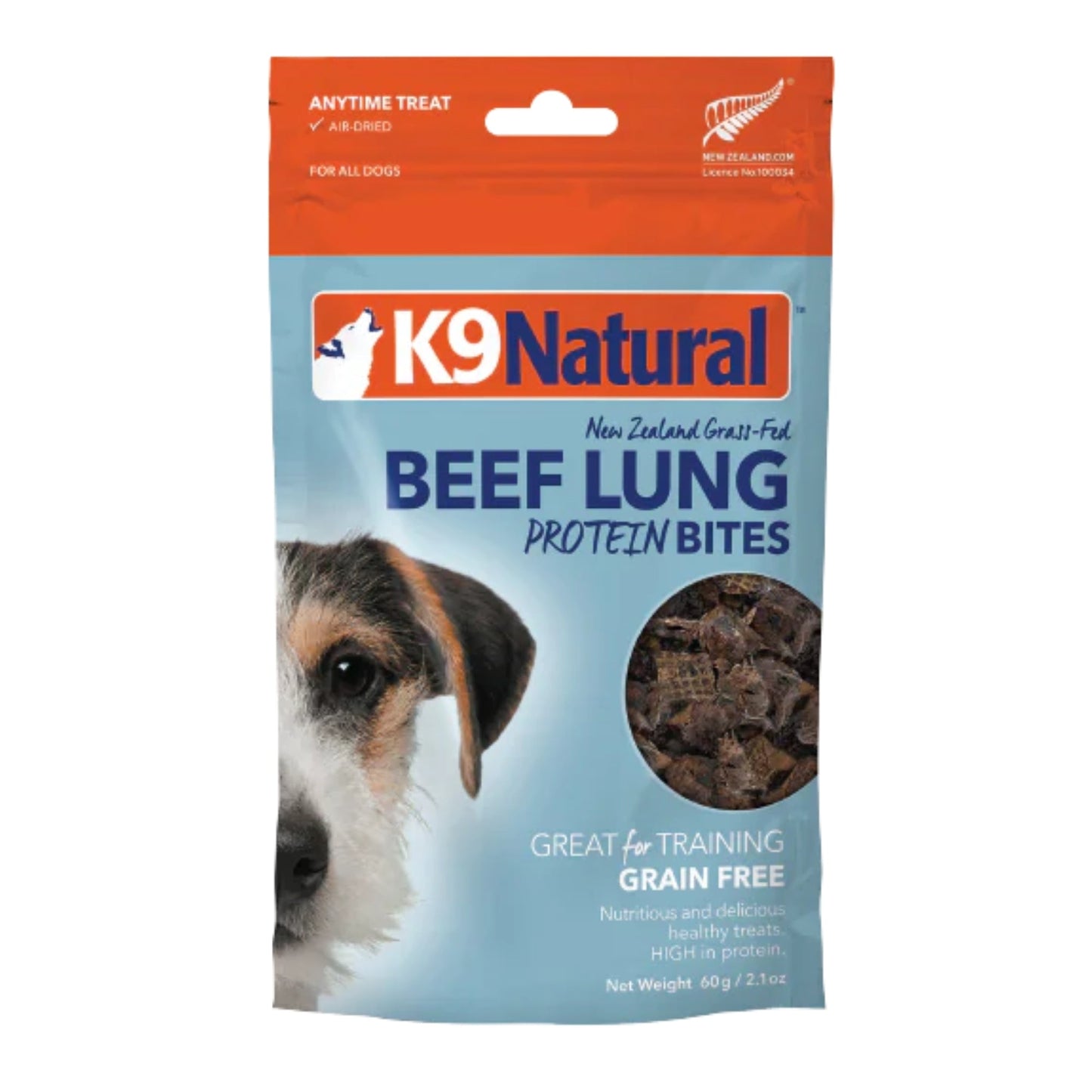 K9 Naturals Dog Air Dried Beef Lung Bites 2.1oz.