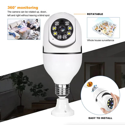 Smart 360° 1080P Wi-Fi Light Bulb Camera with Night Vision for Home Security