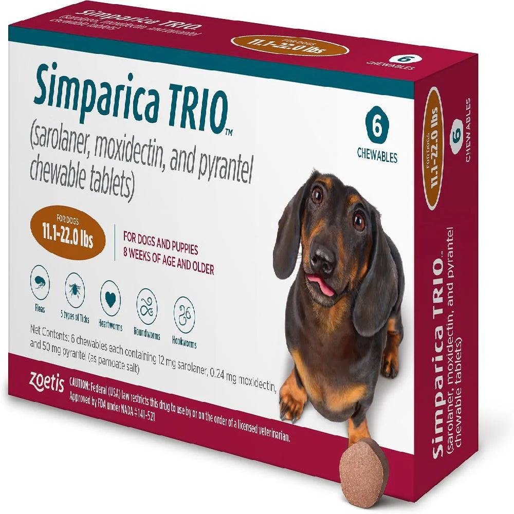 Simparica Trio Chewable Tablets 5-10Kg (11.1-22) Lbs 6 Pack