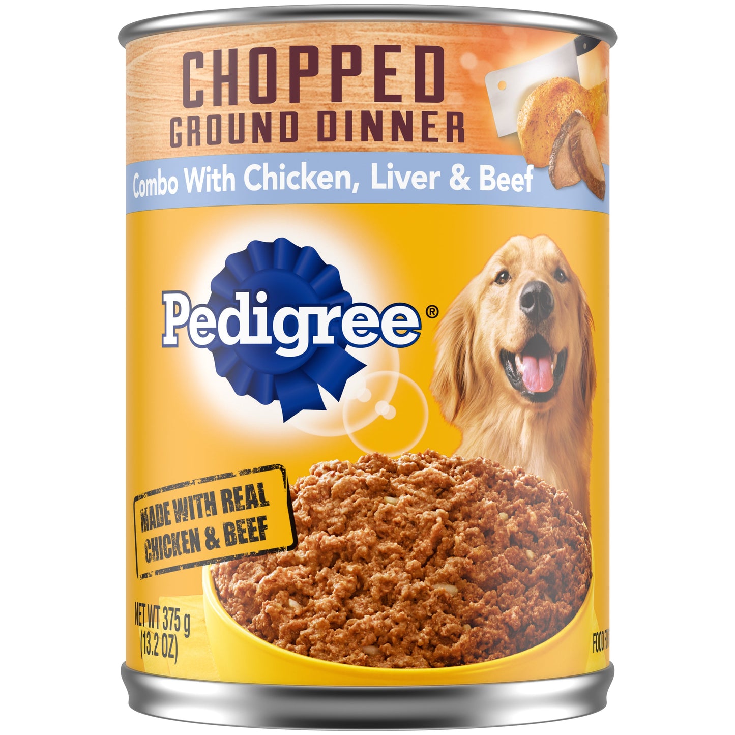 Pedigree Chopped Ground Dinner Chicken, Beef and Liver Canned Dog Food 12Ea/13.2 Oz