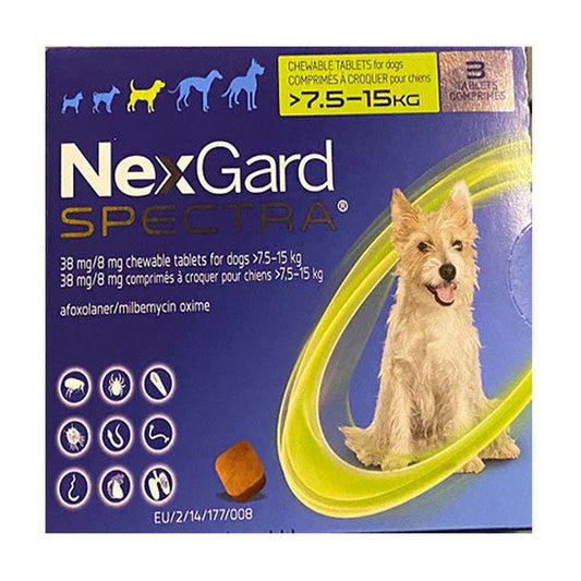 Nexgard Spectra Flea & Tick Chewables for Medium Dogs Weighing 7.6-15 Kg (16-33 Lbs)