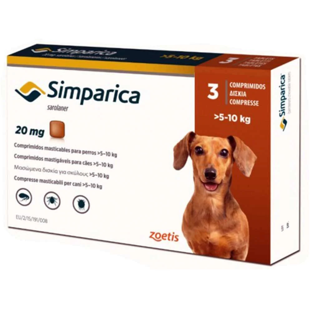 Simparica Chewables Flea & Tick Oral Treatment for Dogs Weighing 5-10 Kg (11-22 Lbs)