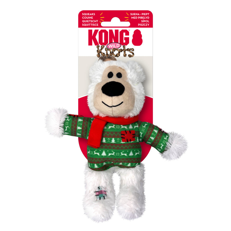 KONG Holiday Wild Knots Bear Dog Toy AssortedColors, 1ea/SM/MD